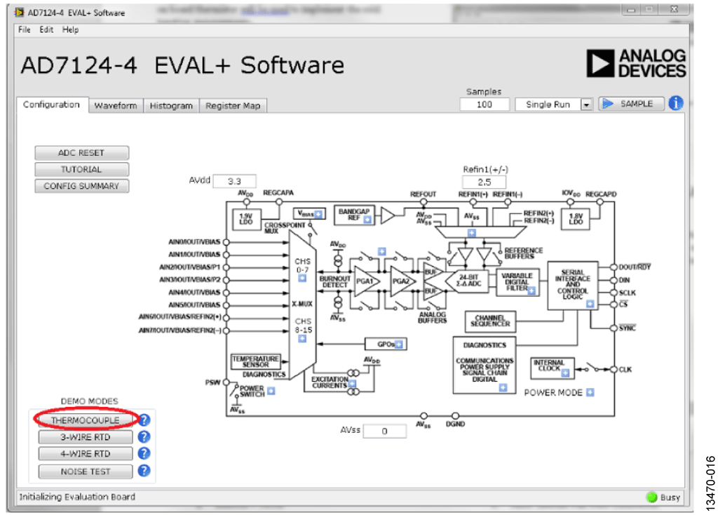 AD7124-4/AD7124-8 EVAL+ Software Main Window