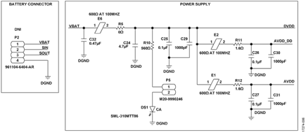 Power Supply Section of the EVAL-ADuCM355QSPZ Board
