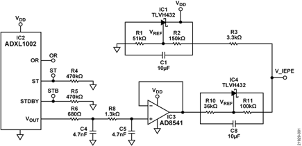 Complete ADXL1002 with IEPE Compatible Circuit Diagram