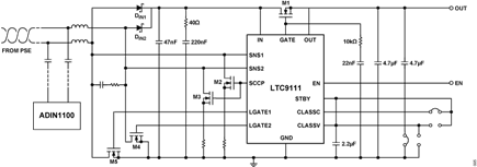 Figure 5. LTC9111 SPoE PD Controller Circuit