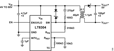 Figure 6. LT8304 Flyback Converter Circuit