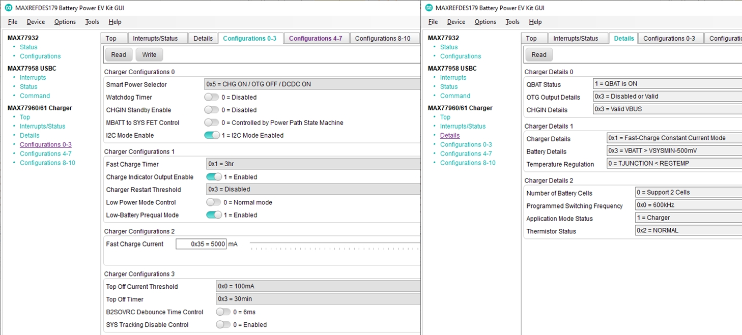 Figure 22. Charger configurations and details.