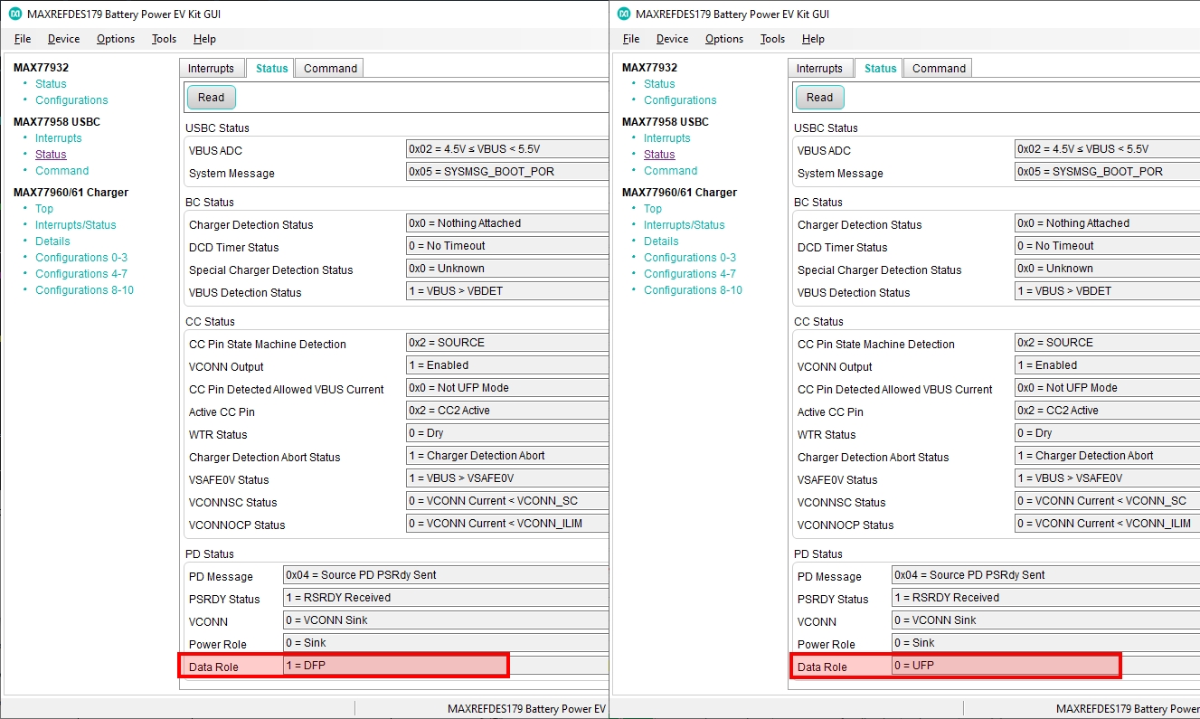 Figure 42. Initiate data role swap is successful.