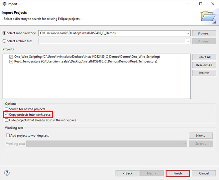 Figure 6: Importing C-Demo Examples