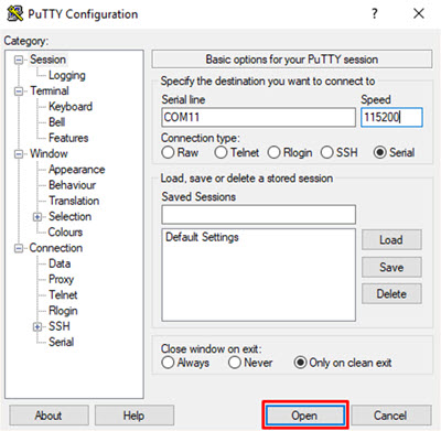 Figure 7: Opening a Serial Console
