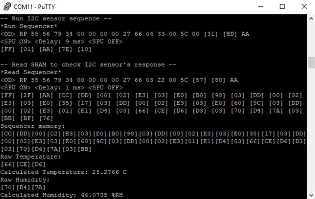 Figure 9: Console Output for Read_Temperature Demo Program