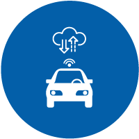 car downloading and uploading updates to the virtual data cloud