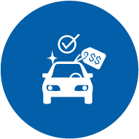 car icon with price tag and check mark