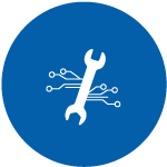 mechanic wrench tool and a technology network icon