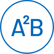 An icon that has the text A2B.
