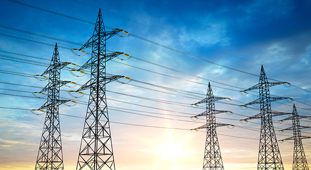 Powerlines on Blue Sky