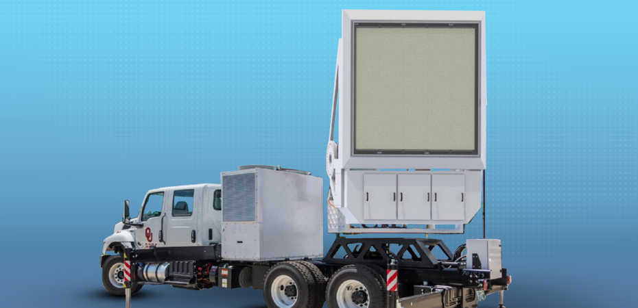 Graphic image of Horus; ARRC's All-digital architecture phased array mobile truck.