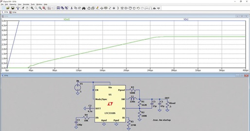 Figure 11. Simulation result of an LTC3310S circuit using LTspice. Figure 11. Simulation result of an LTC3310S circuit using LTspice.