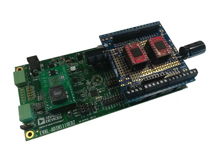 Figure 2. EVAL-ADIN1110, EVAL-ADIN11X0EBZ, and TMC5160 shield assembled.