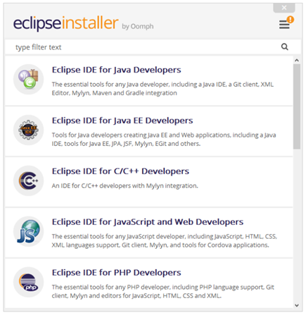 Figure 3. Eclipse package selection.