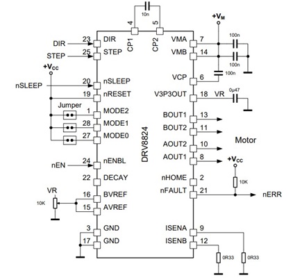 Figure 2a. DRV8824 application schematic.