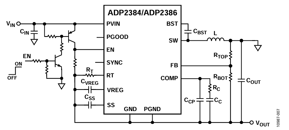 Figure 7. EN Level Shifting Circuit for Inverting Buck-Boost Topology.