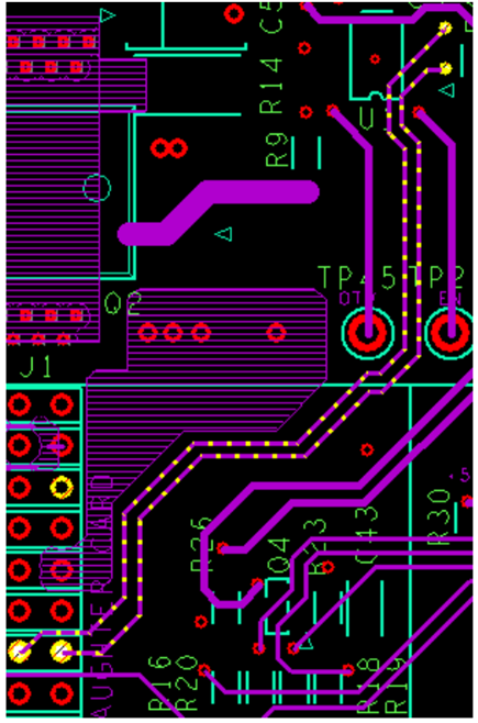 Figure 16. SR1 and SR2 Parallel Running Traces Separated by 15 mils to SR Driver.