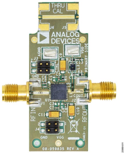 Figure 12. Photograph of the Top Layer of the Modified HMC994APM5E Evaluation Board with the On-Board Bias Tee