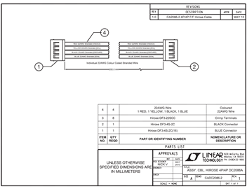 CA2086-2: 4-pin to 4-pin ribbon cable for use with DC2086