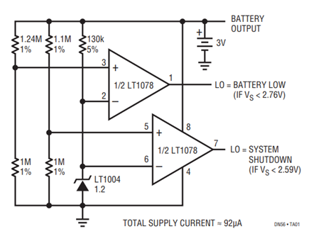 Figure 1. Low Battery Detector with System Shutdown