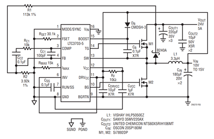 Figure 5. Boost:12Vto 24V/5A Synchronous Step-Up for Fan Power Supply.