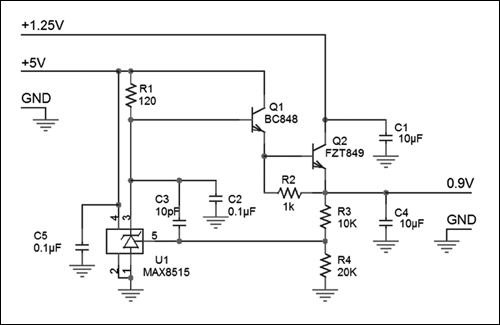 Figure 1. Multiple supply voltages enable this linear regulator to achieve outstanding performance.