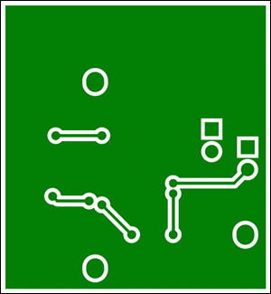 図6. TSSOPパッケージを使用した2層PCBレイアウトの例(下層)