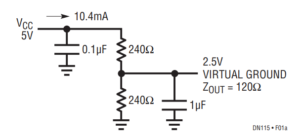 Figure 1a. Resistive Divider Supply Splitter.