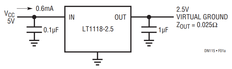 Figure 1b. LT1118-2.5 Supply Splitter.