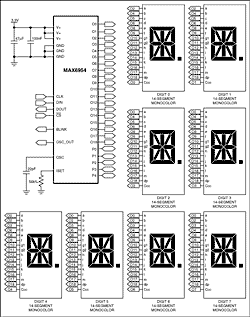 図1. MAX6954 14セグメントのアプリケーション回路