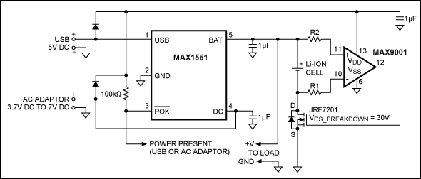 Figure 1. Schematic for simple reverse battery charger protector.