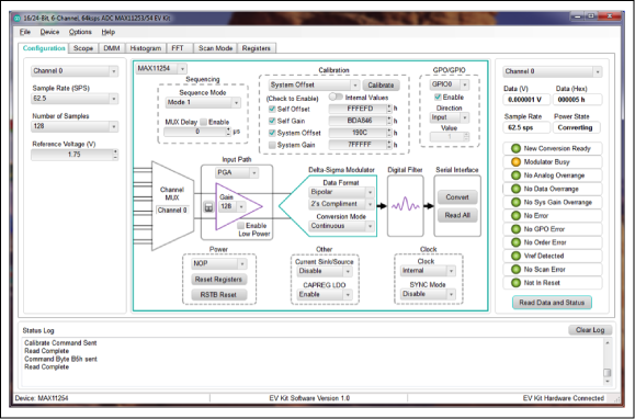 Figure 2. MAX11254 GUI setup.