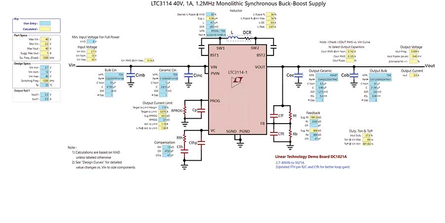 図6. 昇降圧コンバータ（LTC3114-1）を使用して3.3Vを生成する回路