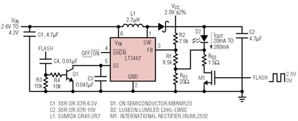 Li-Ion powered LED flash drive