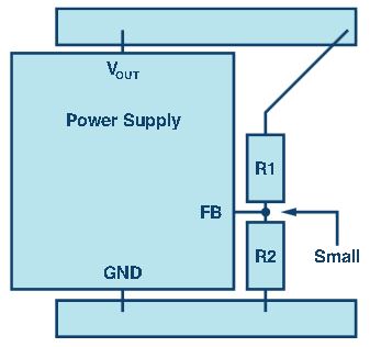図2. 電源回路において適切に配置された分圧器の例