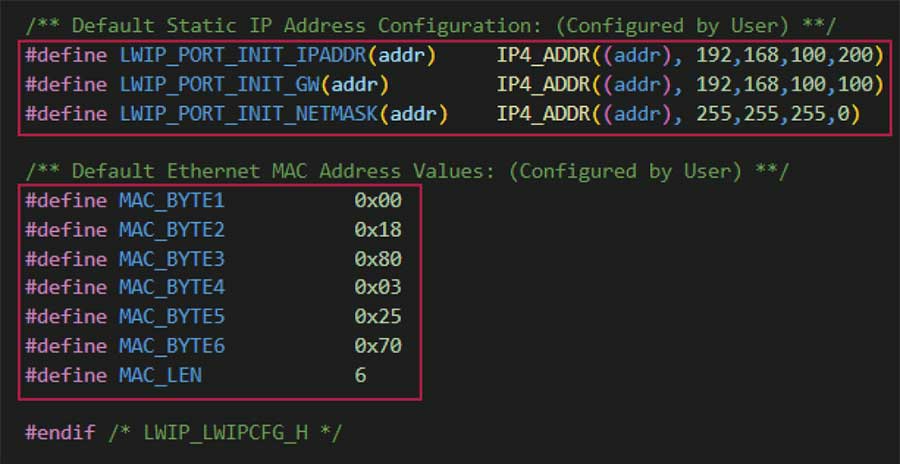 図3. lwipcfg.hの記述例