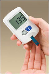 Electrochemical blood glucose meter.