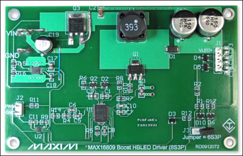 図1. ドライバ基板にはMAX16809を搭載