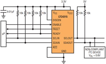 図4.非準拠のI2Cデバイスと通信するLTC4315