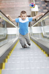 The boy running up this escalator is using an unconventional way to reach his goal, probably the toy section. We engineers can take note and try to solve problems with unconventional methods.