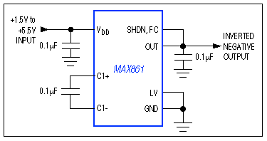 Figure 11.  Simple, small, and inexpensive charge-pump converters can readily generate a negative supply rail from a positive one.