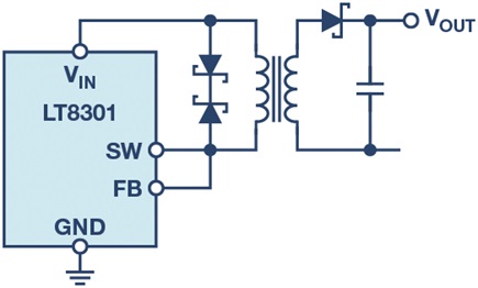 The LT8301 flyback regulator without an isolated feedback path