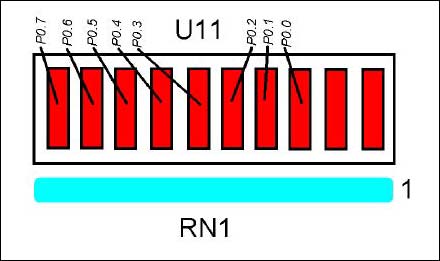 図8. LEDをMAXQ2000のレジスタビットに割り当て