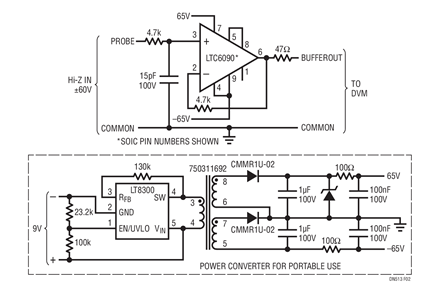 Figure 2. Buffered Probe for Digital Voltmeter.