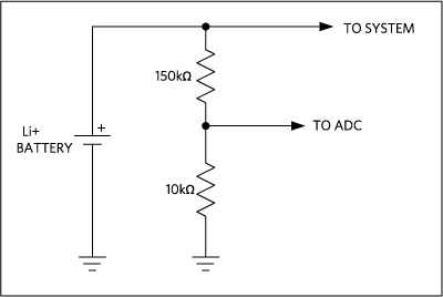 Voltage divider used to determine battery charge on the Adafruit FLORA.