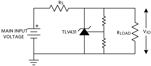 Figure 8. Shunt regulator with TLV431 and resistor divider.