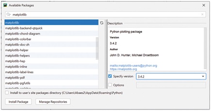 Figure 3. Installing library packages in PyCharm