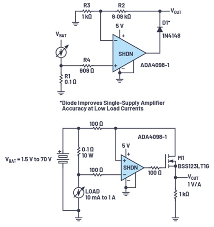 Current measurement examples with the ADA4098-1