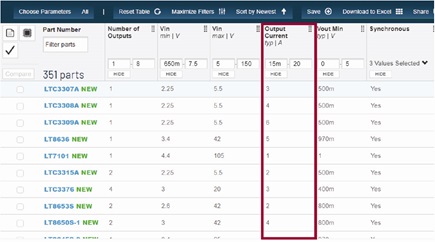 Internal power switch buck selection table